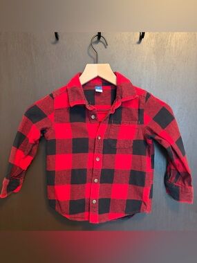 Old Navy Boys Red and Black Plaid Button-Down Shirt
